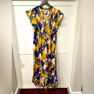 Maeve Blue and Yellow Maxi Sundress with Flutter Sleeves